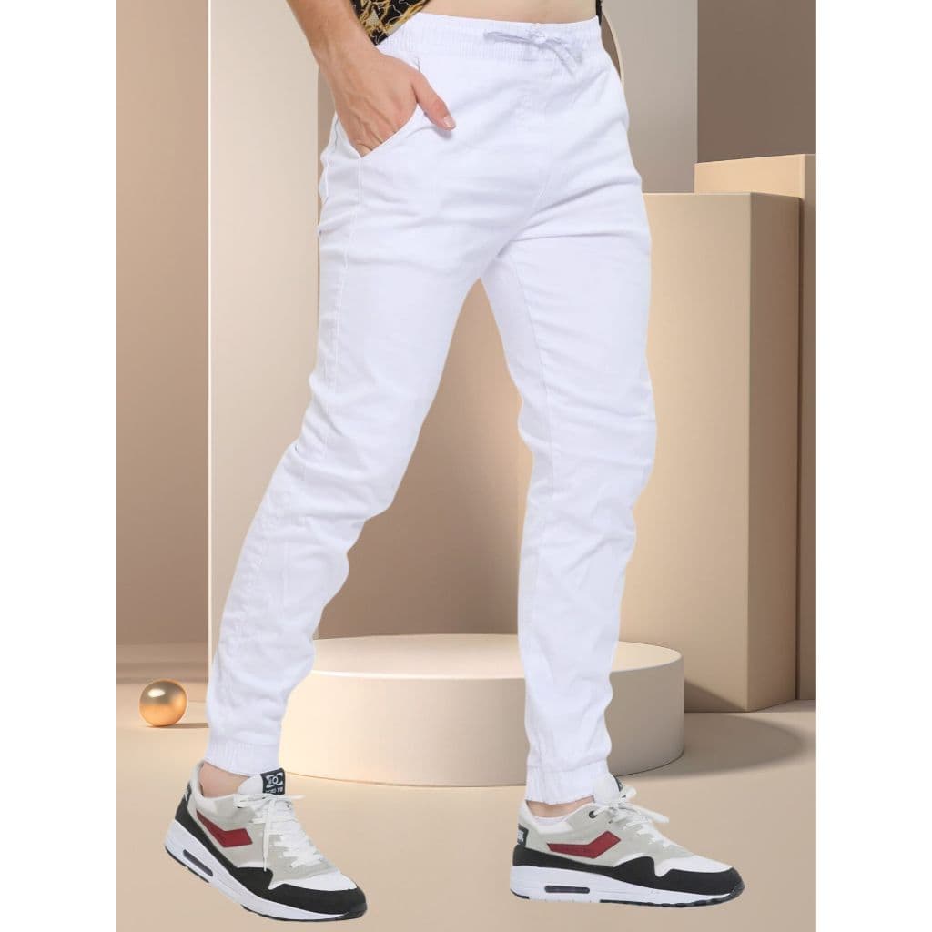 CALÇA JOGGER MASCULINO JEANS E SARJA SLIM COM ELASTICO AJUSTÁVEL/ BRANCO-Envio Imediato