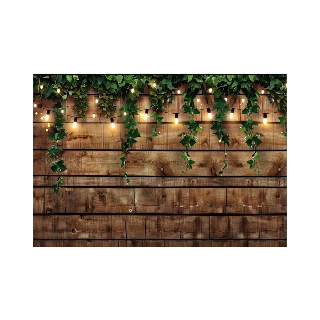 Fundo Fotográfico - Efeito Madeira com Folhagens Iluminadas 059