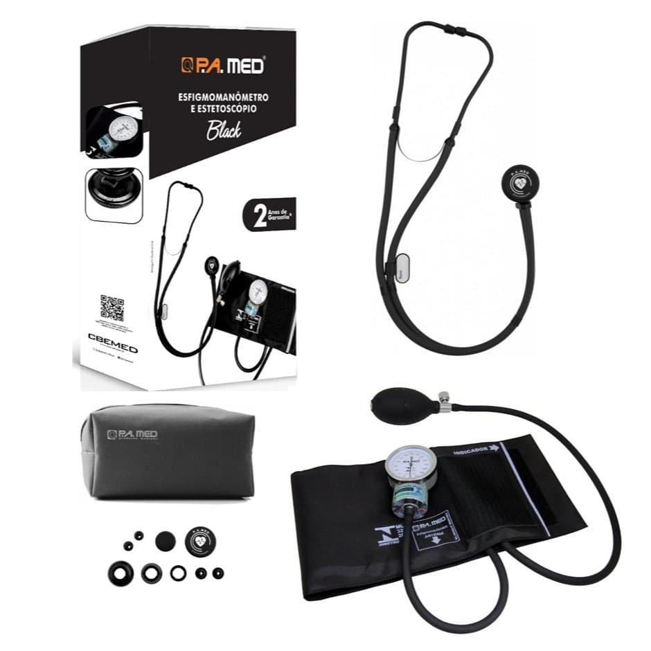 Kit Esfigmomanômetro Estetoscópio Rappaport Black Bic Pa Med