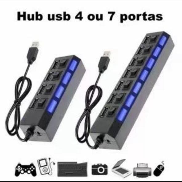 Hub Régua Usb 2.0 4 Ou 7 Portas Pc Hd Externo Pendrive
