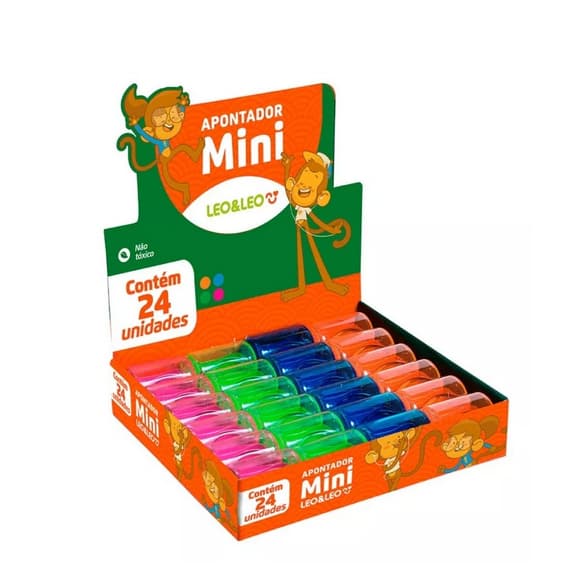 Apontador Mini Com Deposito Caixa c/24 Unidade Leoeleo