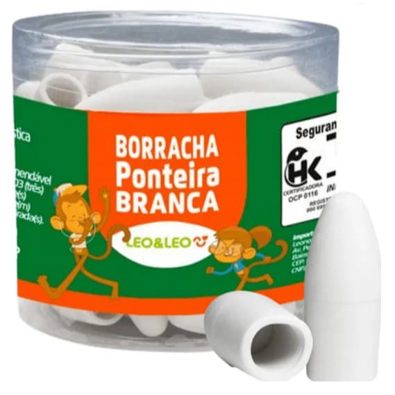 Borracha Leo Leo  Escolar  Ponteira Branca 48 Unidade