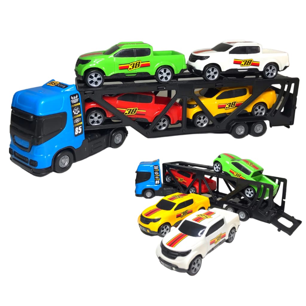 Caminhao de Brinquedo Cegonha Com 4 Carrinhos Menino