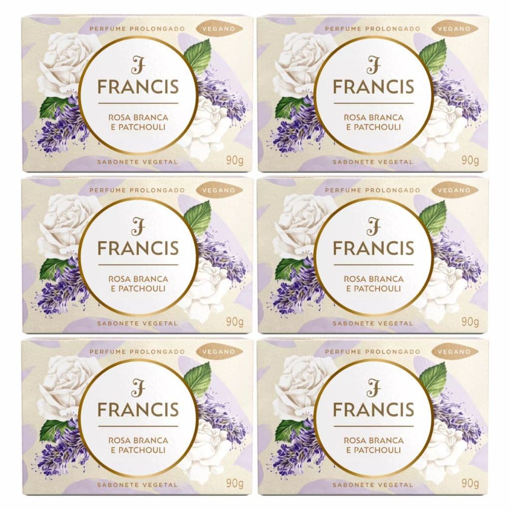Kit 6 Sabonetes Francis Rosa Branca e Patchouli 90g
