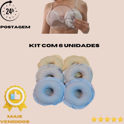 Kit amamentação com 3 pares de rosquinhas de seios malha macia gestante