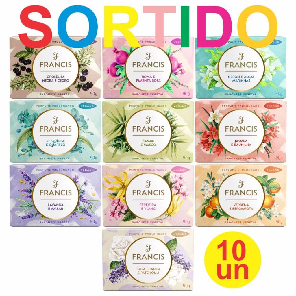 Kit Sortido Francis Com 10 Sabonetes em Barra 90g