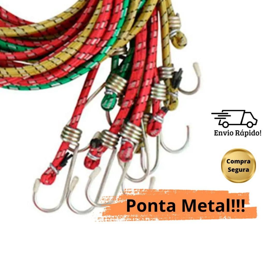 Elástico Bagageiro Extensor 2m Gancho Ponta Metal