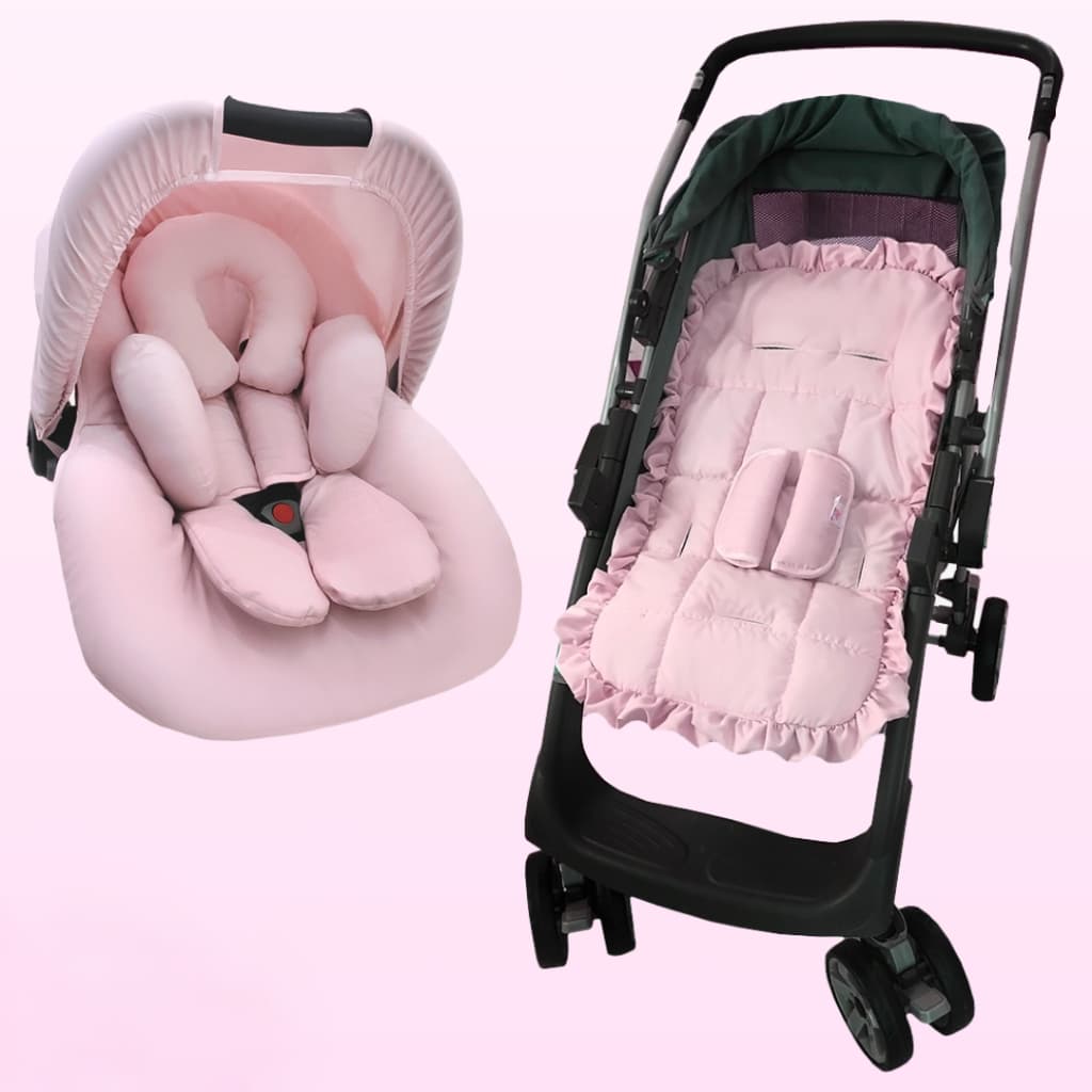 Capa de Carrinho e Bebê Conforto: Capota Solar, Protetores Cinto e Apoio Redutor - Kit 6 Peças