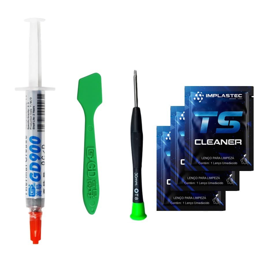 Kit Pasta Térmica GD900 + Raspador + Chave Torx T8 com Furo +  Sachê TS-Cleaner Manutenção Playstation 3 4 5 Xbox