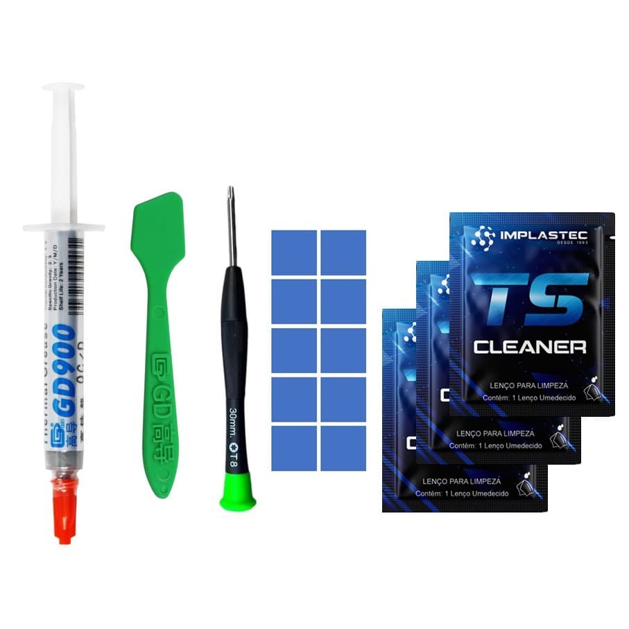 Kit Pasta Térmica GD900 + Raspador Kit Chave Torx T8 com Furo + Thermal Pad Manutenção Playstation 3 4 5 Xbox