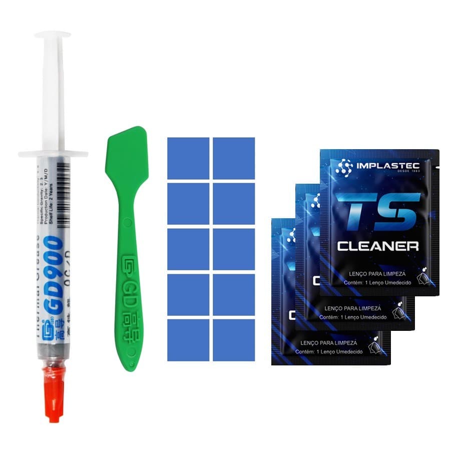 Kit Pasta Térmica GD900 + Raspador Kit +  Sachê TS-Cleaner + 10 Thermal Pad Manutenção Playstation 3 4 5 Xbox 360 One