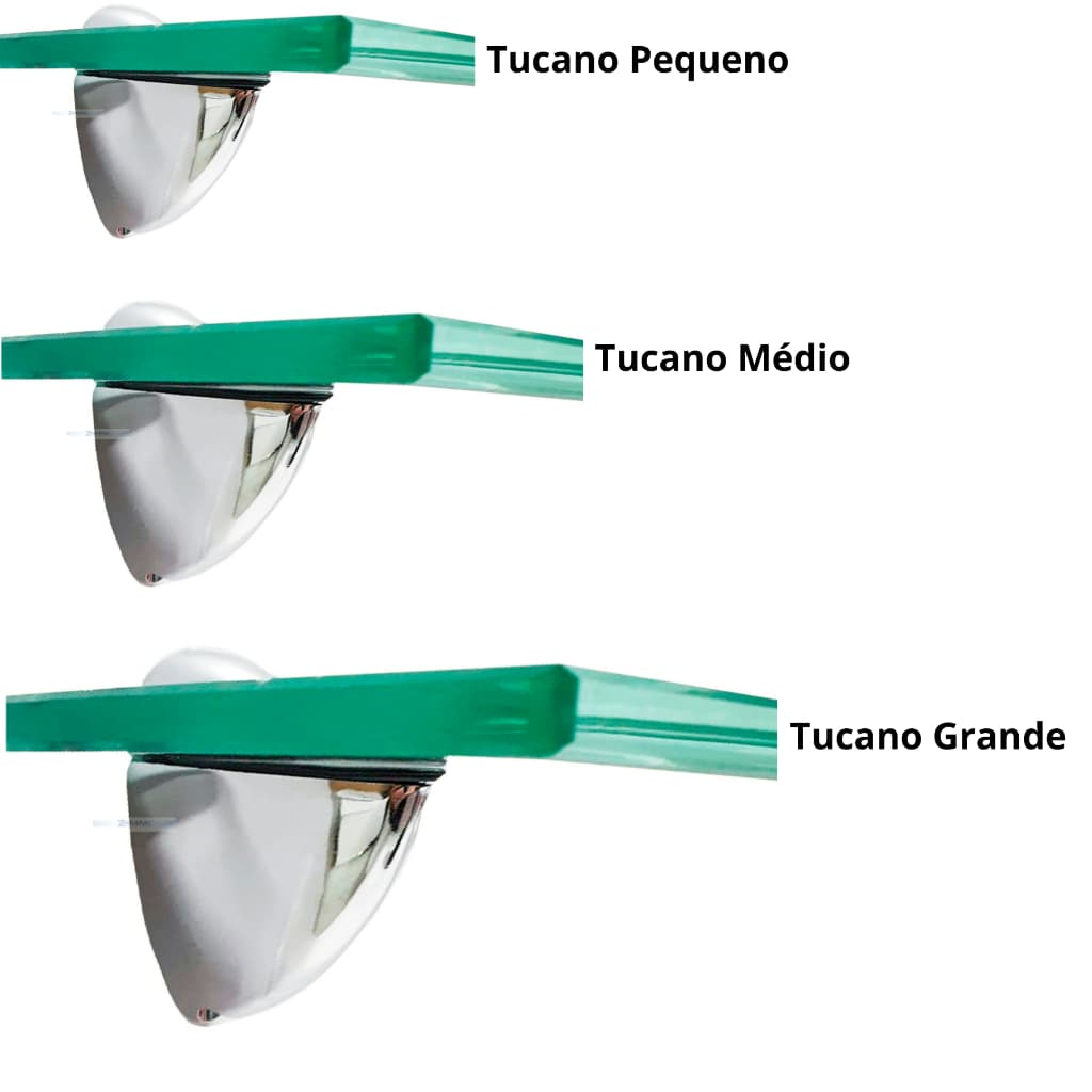 2 Suportes Bico de Tucano para Prateleiras de Vidro/ Madeira nos tamanhos Pequeno/Médio/Grande