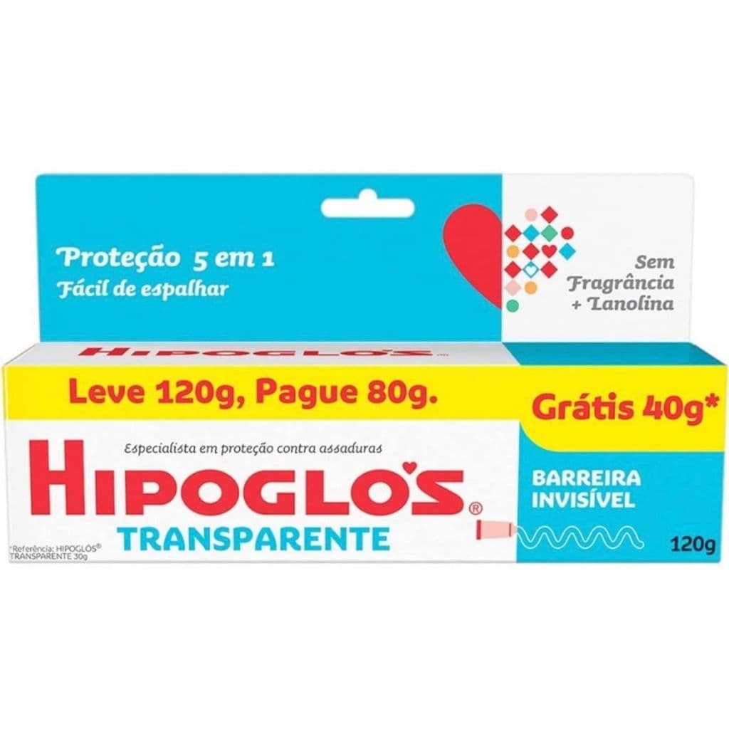 Hipoglós Transparente Creme Preventivo Contra Assaduras Leve 120g Pague 80g