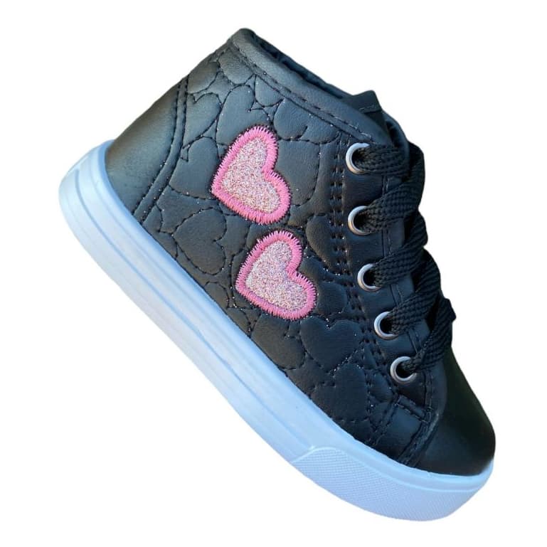 Tênis Infantil menina  feminino corações estilosa blogueira Confortável Moda