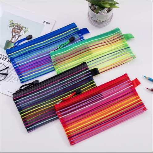 50 Unidades Estojo Multiuso Bolsinha Nylon Colorido Necessaire Promoção