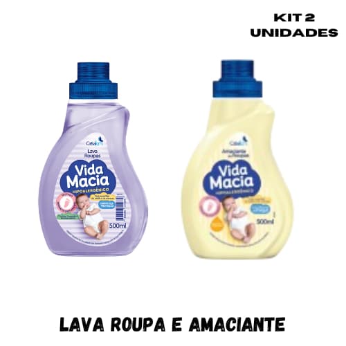Lava Roupas e Amaciante Vida Macia Bebe Bebê 500ml Opção de Kit (PROMOÇÃO)