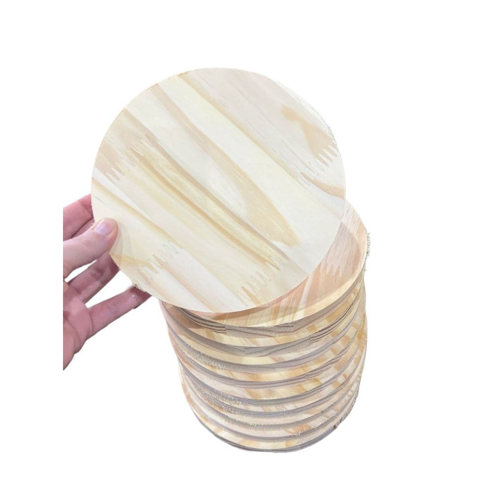 Tábua de Pinus Placa Redonda 18cm - 10 pçs