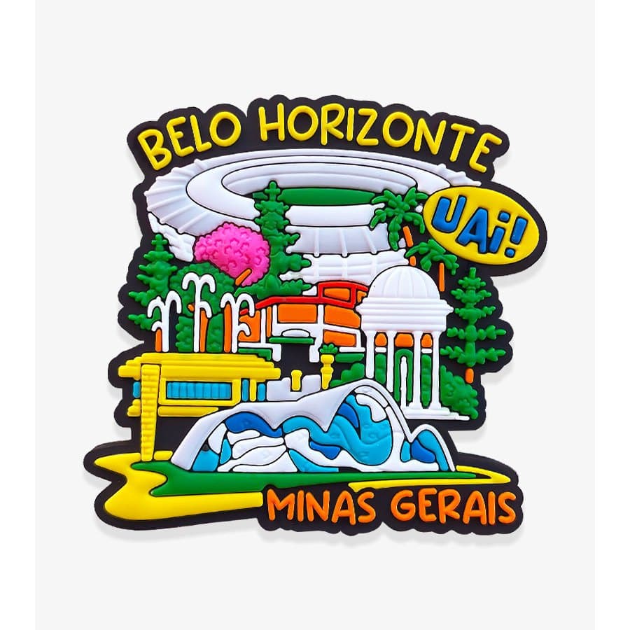 Ímã de Geladeira Belo Horizonte MG Borracha Mineirão Pampulha Trem Bão Sô Souvenir
