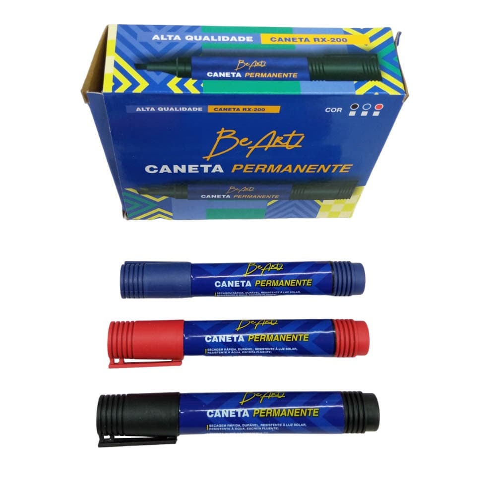 Caneta Pincel Atomico Marcador Canetão Permanente Recarregável Ponta Chanfrada Cores