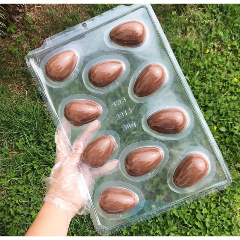 1~4 FORMAS DE SILICONE BWB ESPECIAL (3 PARTES) SEMIPROFISSIONAL OVO LISO DE PÁSCOA 50g CÓD.:3614 (CHOCO)