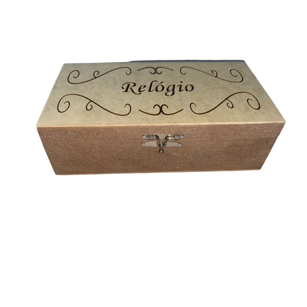 CAIXA RELÓGIO 12 DIVISÓRIAS EM MDF CRU PRESENTE DIAS DOS PAIS