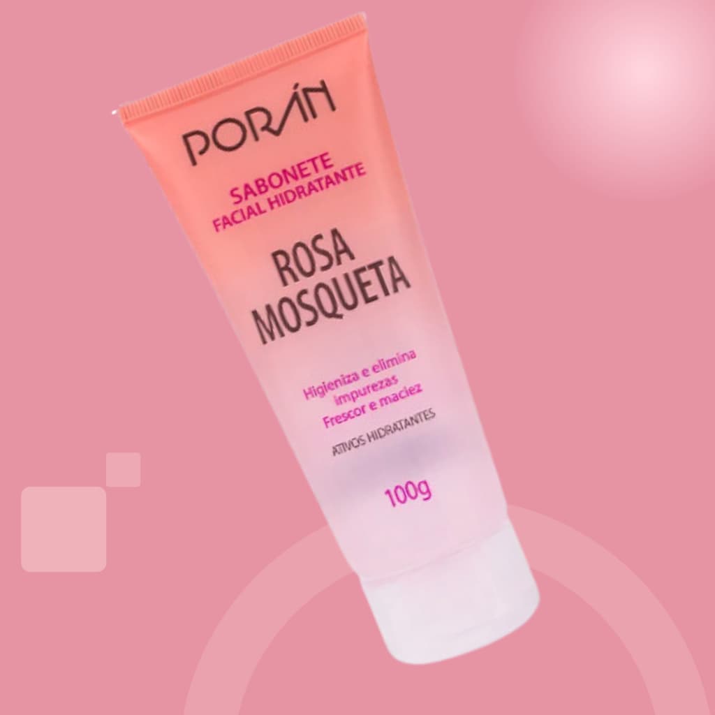 Sabonete Facial Rosa Mosqueta Limpeza Hidratante 100 G Vegano Porán