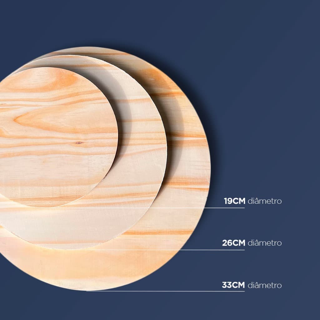 Trio Tábua Redonda De Madeira Decoração E Organização