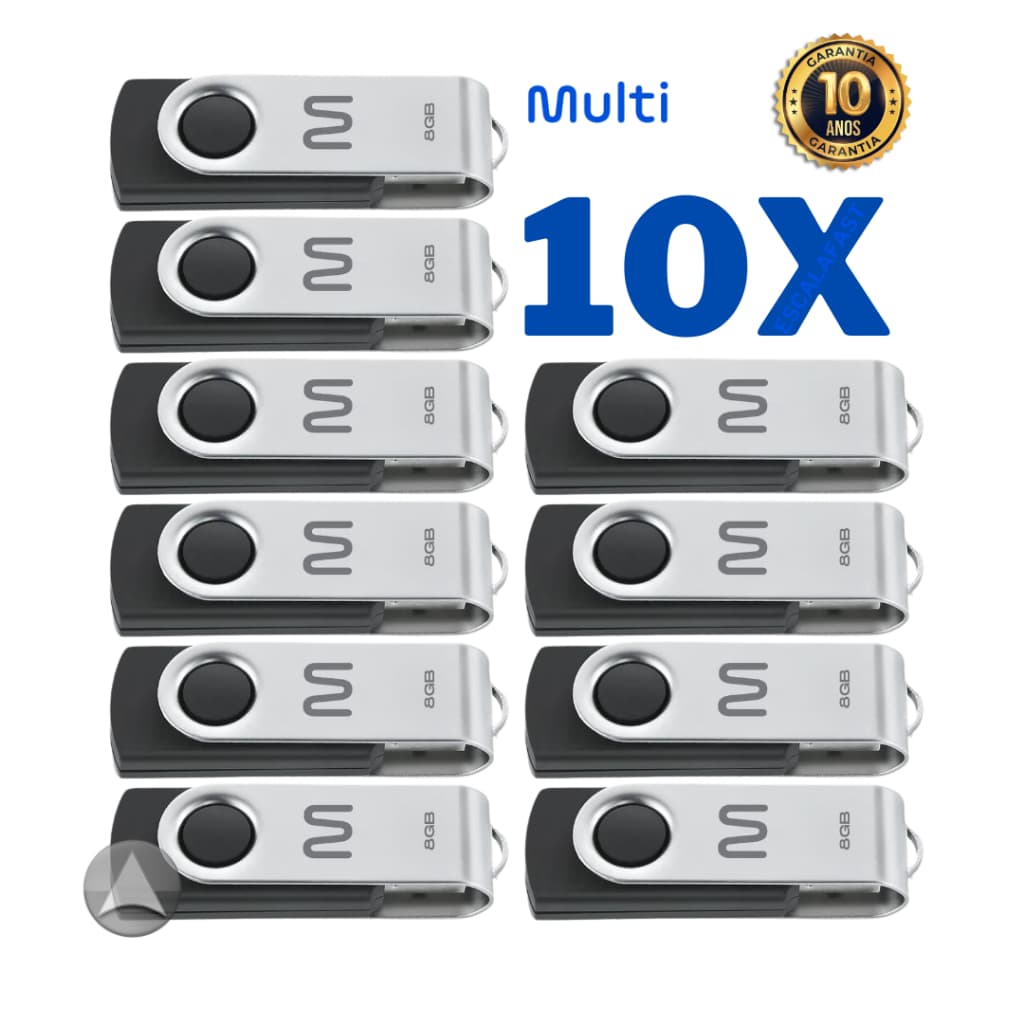 Kit 10 e 5 Unidades Pen Drive Twist Multilaser 64GB 32GB 16GB 8GB 4GB Original / Garantia de 10 Anos
