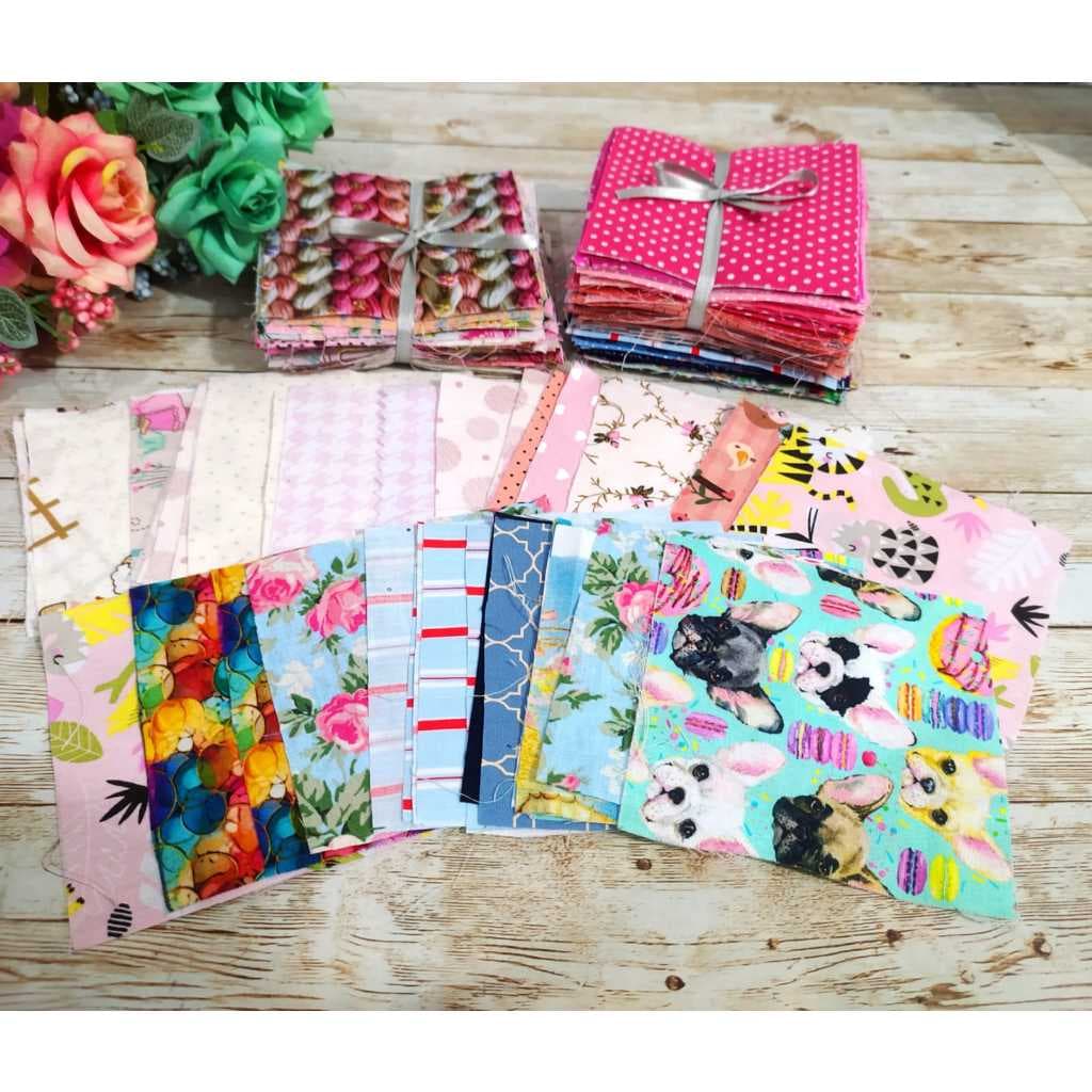 kit 100 Retalho de Tecido TRICOLINE 100% Algodão Patchwork 10x10 cm