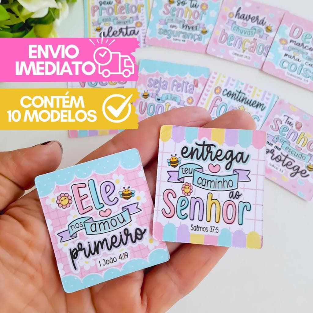 100 Tags com VERSÍCULOS BÍBLICOS/NOVOS MODELOS/cartão motivacional/card frases sortidas