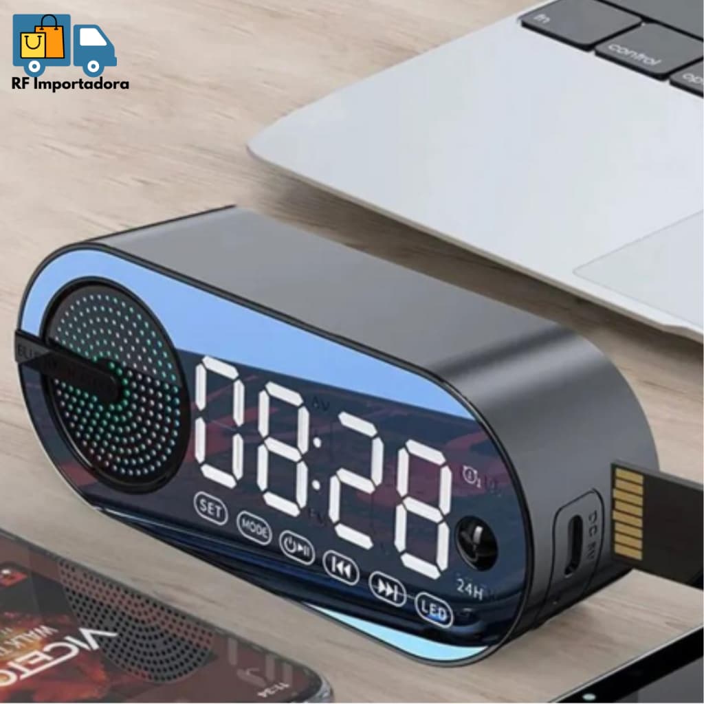 Rádio Retro Com Relógio Despertador Exibição De Hora Bluetooth Portátil Espelho USB