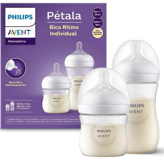 Pack 2 Mamadeiras Petala kit Anticólica transparente 125/260ml Avent Philips Nenem Bebe