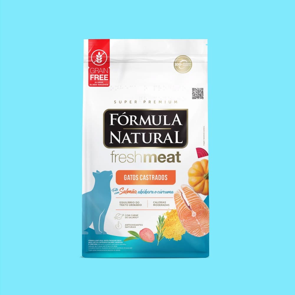 Adimax Ração Fórmula Natural Fresh Meat para Gatos Castrados Sabor Salmão 10,1 KG – Ração Premium para Pets