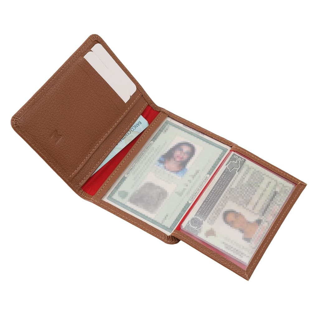 Carteira de Couro Legítimo Feminina Cartões Rg Cnh Mariart 649