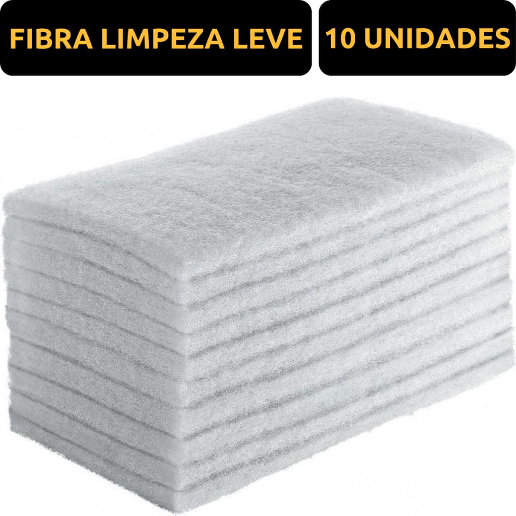 Kit 10 Fibras Branca para Limpeza Leve Macia Vidros Cristais Porcelanato Perfeita Limpeza Diária