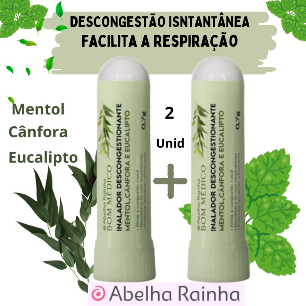 kit Descongestionante Mentol  Inalador 0,7g Bom Medico Abelha Rainha  Com  2 Unidades