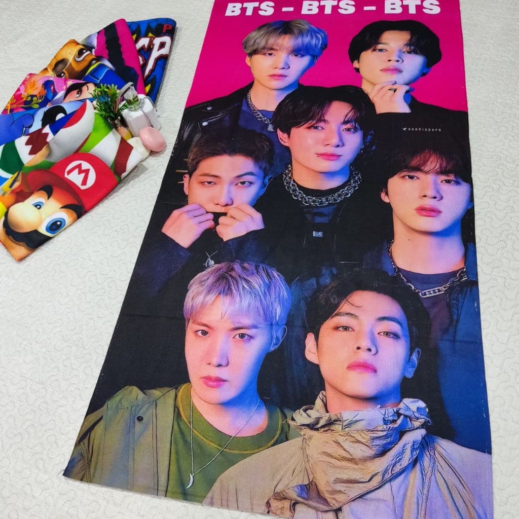 Toalha BTS de Banho e Praia Temática Personalizada do Gigante Algodão Rosa 2.0