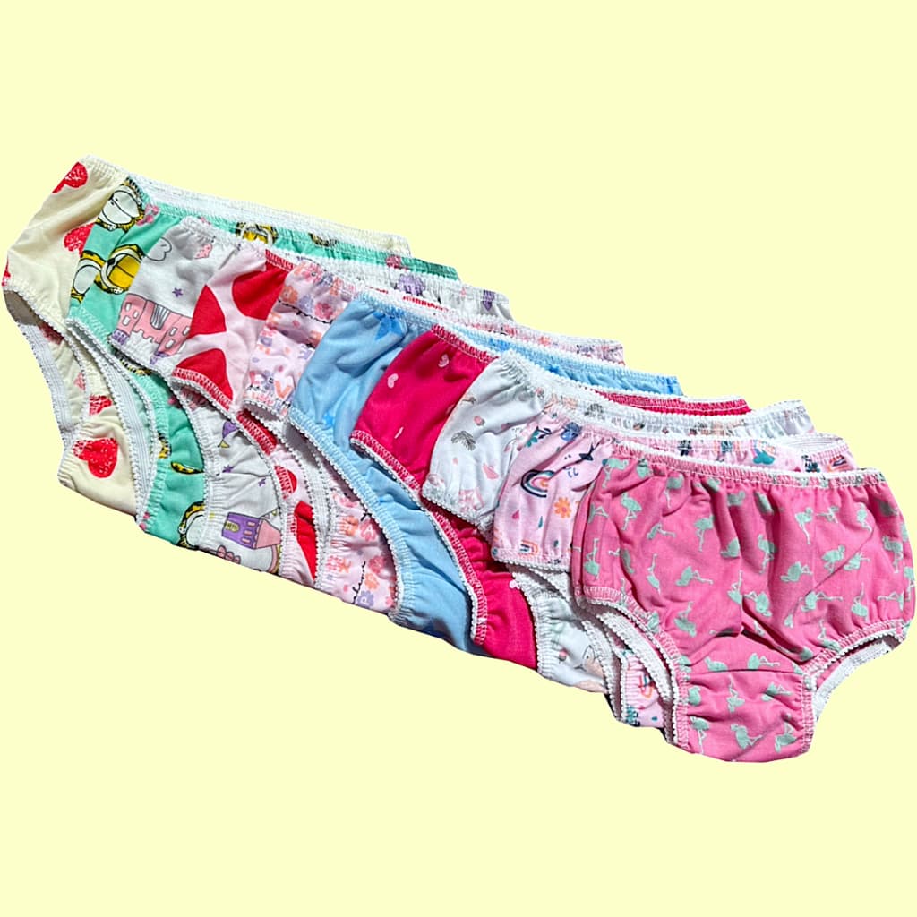 Kit 10 Calcinha Infantil Menina Lisa e Estampada Divertidamente