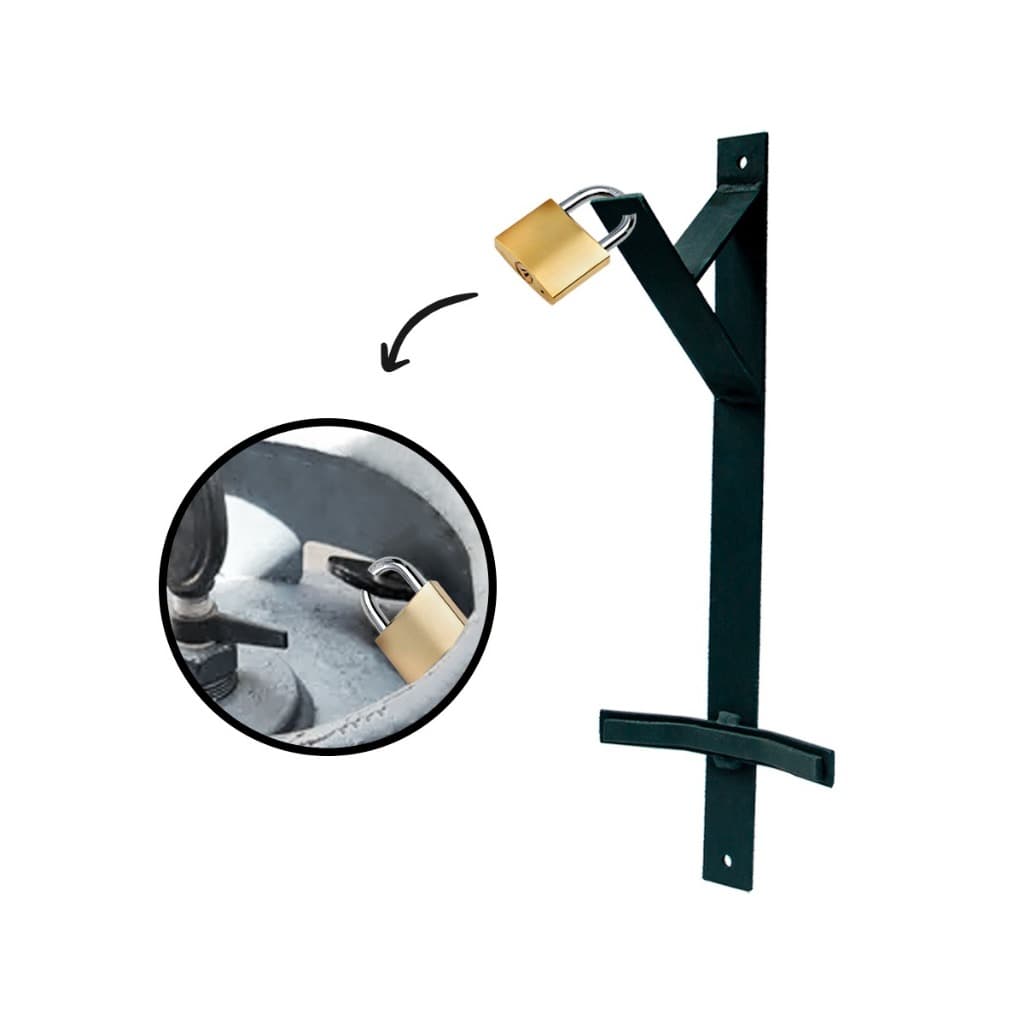 Suporte de Parede para Botijão de Gás com Trava Antirroubo Cozinha Área de Serviço Lavanderia