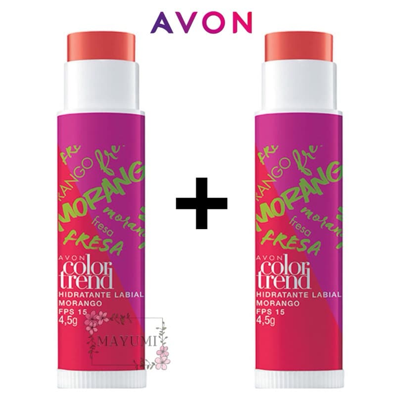 Avon 2 Hidratante Labial Morango Color Trand FPS 15.
