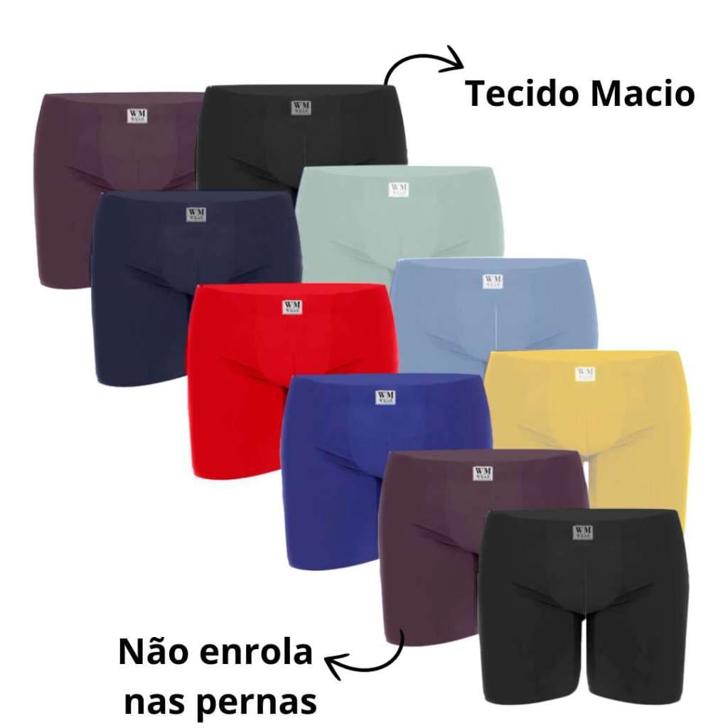 Kit 10 Cueca Ciclista Comprida Embutida Confortável Não Enrola Nas Pernas