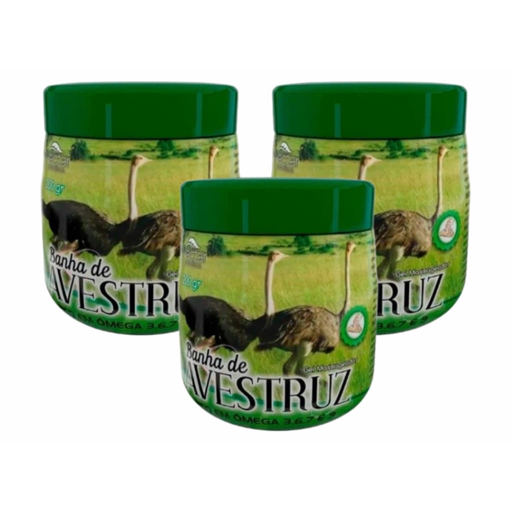 Kit 3 Gel Massagem Banha de Avestruz - Alívio de Dores Musculares - Nectar Cosméticos 200g