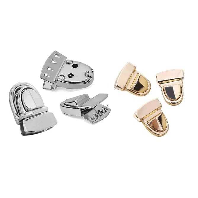 Fecho Para Bolsa Tic Tac - 37x30mm - Prata + Dourado 6 Peças.