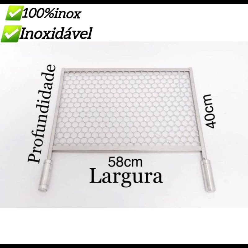 grelha 58x40 (sem emenda) 100%inox perfeita para seu churrasco inoxidável assar carne