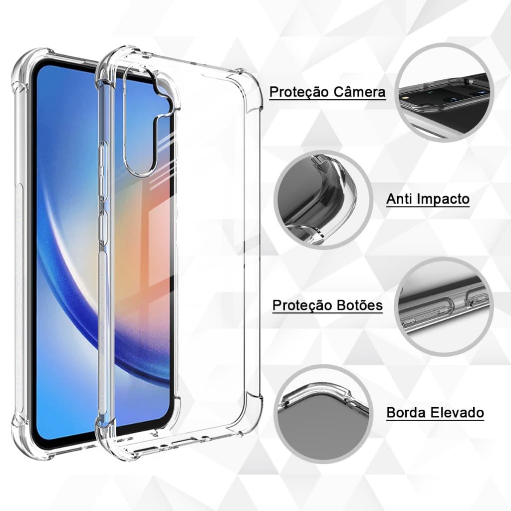 Capa Capinha Anti Impacto Para Todos Samsung Galaxy A17 A07 A56 A36 A26 A16 A06 A55 A35 A25 A15 A05 A05s A54 A34