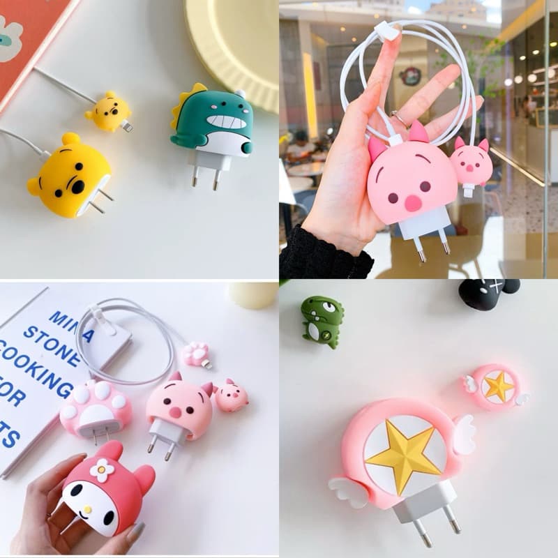 Protetor de Cabo e Fonte Carregador Desenho Fofo Animado Para iphone ipad 18w 20w