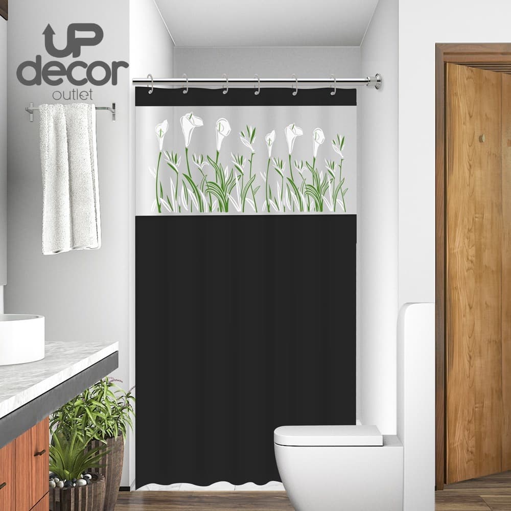 Cortina Box em PVC Estampada Para Banheiro Anti Mofo Com Ganchos