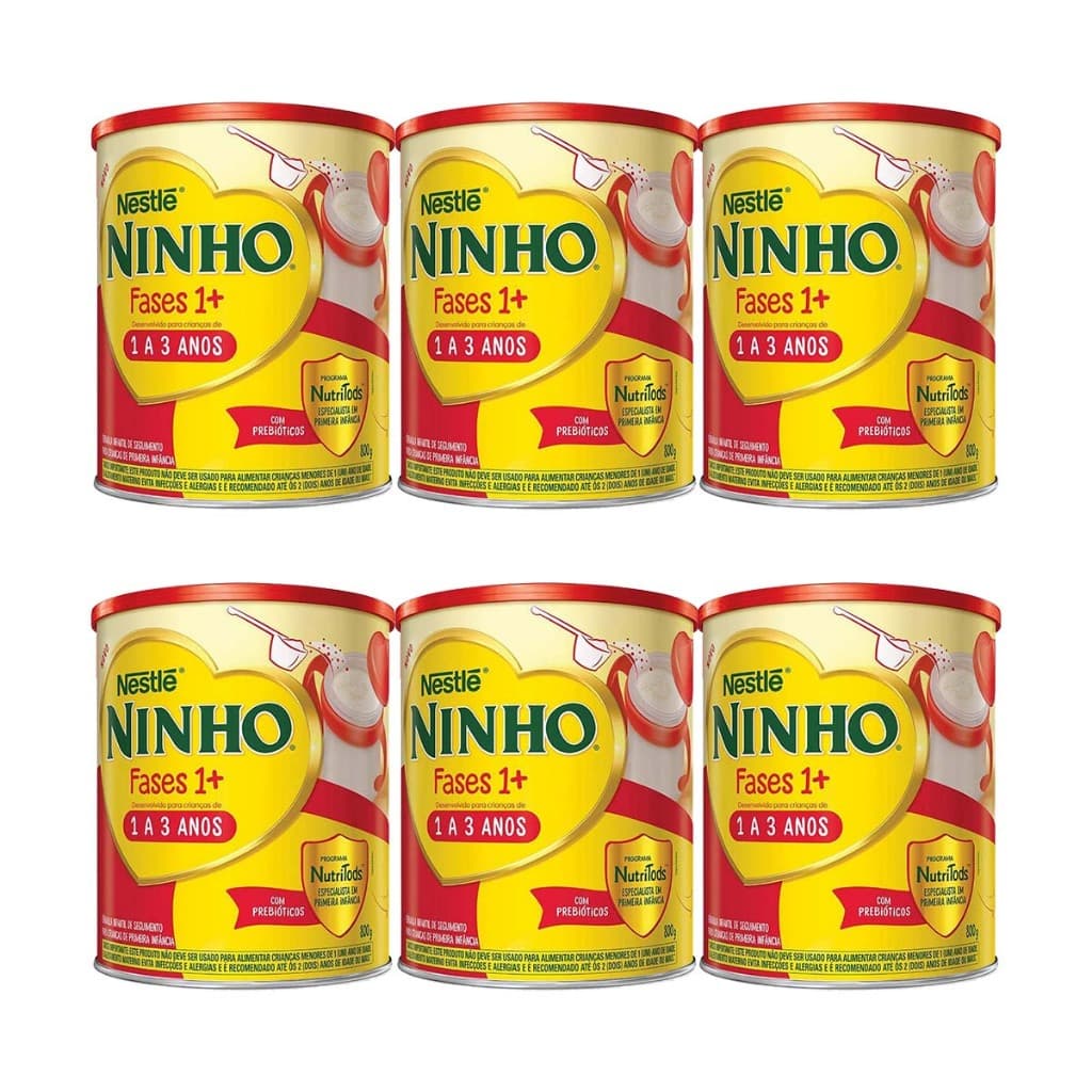 Kit 6 uni Nestlé Ninho Fases 1+ 800g Composto Lácteo