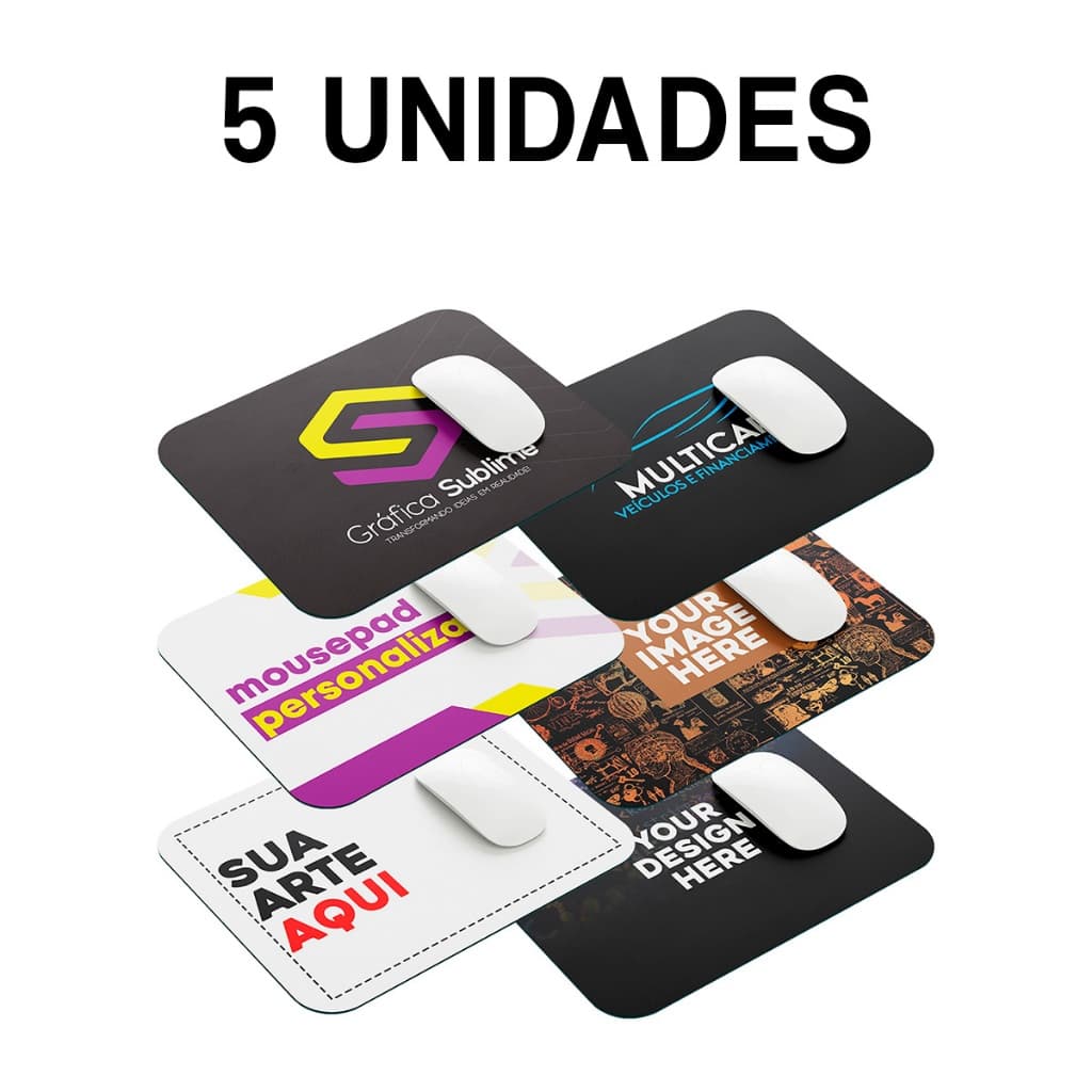 5 Unidades Mousepad Personalizados Do Seu Jeito 17x21cm 3mm