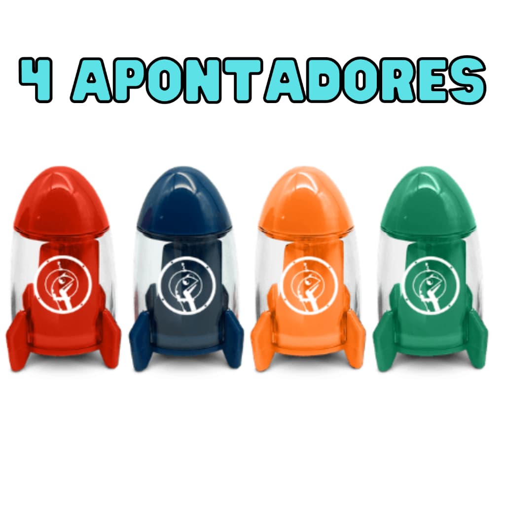 APONTADOR FOGUETE COM DEPOSITO DINO SPACE - COM 4 UNIDADES LEO&LEO